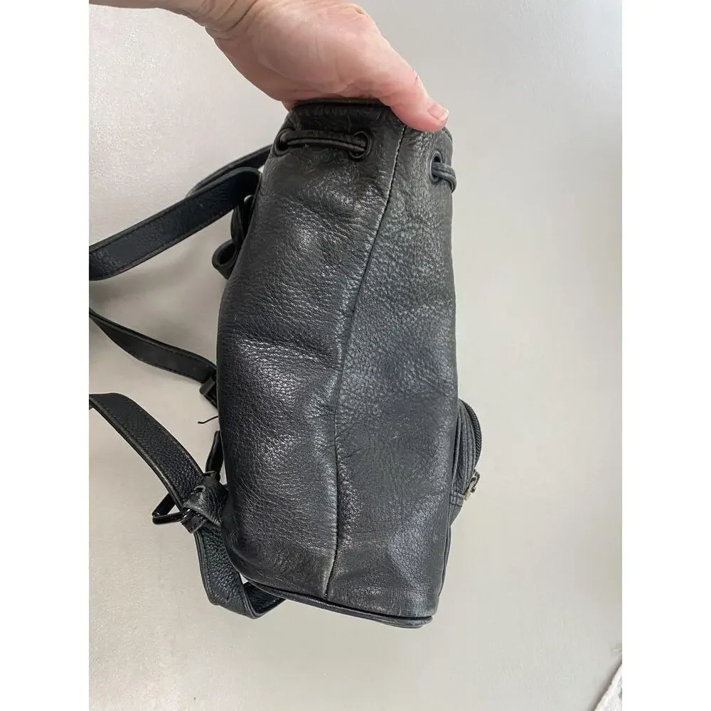 Harley-Davidson Leather Backpack Purse Small Black Logo Biker Vintage Y2K Moto‎
